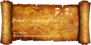 Pakó Kurszán névjegykártya